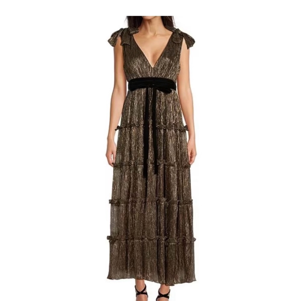 Black and Brown Tiered Ruffled Maxi Dress